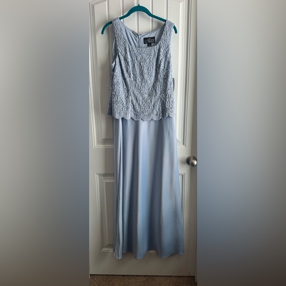 New ALEX EVENINGS Sequined Lace Dress & Jacket Hydrangea Size 10 - Picture 10 of 13